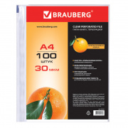 Файлы перфорированные А4 "Brauberg" 222159, 110 мкм.